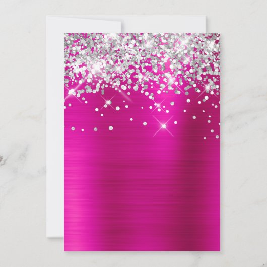 Invitation Parties scintillant d'argent ballon rose chaud 21e (Dos)