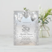 Invitation Parties scintillant d'argent Balloons Confetti 35e (Debout devant)