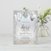 Invitation Parties scintillant d'argent Balloons Confetti 40e (Debout devant)