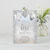 Invitation Parties scintillant d'argent Balloons Confetti 50e (Debout devant)
