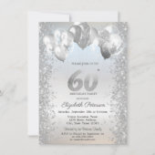 Invitation Parties scintillant d'argent Balloons Confetti 60e (Devant)