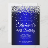 Invitation Parties scintillant d'argent Black Blue Ombre 40e  (Devant)