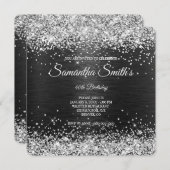 Invitation Parties scintillant d'argent Black Foil 40e annive (Devant / Derrière)