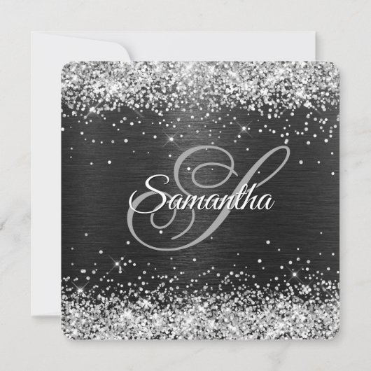 Invitation Parties scintillant d'argent Black Foil 40e annive (Dos)
