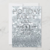 Invitation Parties scintillant d'argent blanc Bokeh Glam Fête (Devant)
