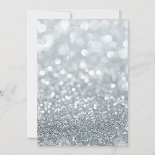 Invitation Parties scintillant d'argent blanc Bokeh Glam Fête (Dos)