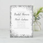 Invitation Parties scintillant d'argent blanc Fête des mariée (Debout devant)