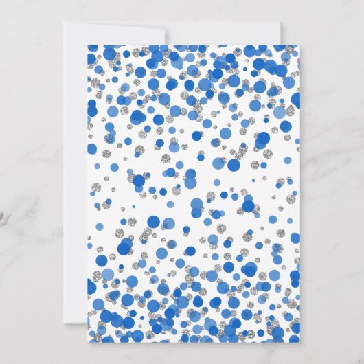 Invitation Parties scintillant d'argent bleu Confetti Garçon (Dos)
