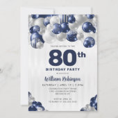 Invitation Parties scintillant d'argent bleu de la Marine mod (Devant)
