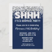 Invitation Parties scintillant d'argent bleu marine Surprise  (Devant)