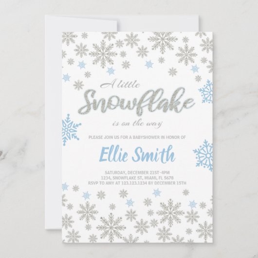 Invitation Parties scintillant d'argent bleu modifiable Showe (Devant)