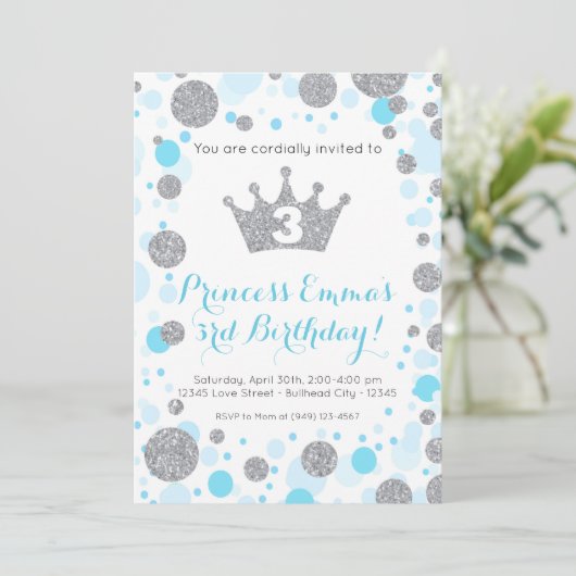 Invitation Parties scintillant d'argent bleu Turquoise pour f (Debout devant)