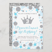 Invitation Parties scintillant d'argent bleu Turquoise pour f (Devant / Derrière)