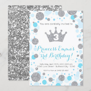 Invitation Parties scintillant d'argent bleu Turquoise pour f