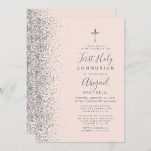 Invitation Parties scintillant d'argent Blush rose première s
