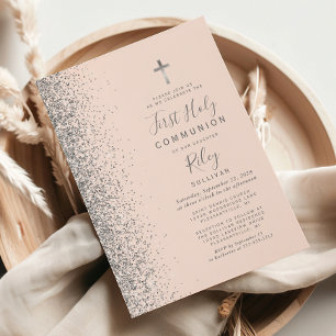 Invitation Parties scintillant d'argent Blush rose première s