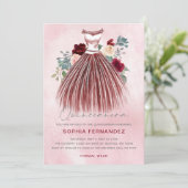 Invitation Parties scintillant d'argent Bourgogne Robe Floral (Debout devant)