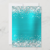 Invitation Parties scintillant d'argent brillant Turquoise bl (Dos)