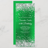 Invitation Parties scintillant d'argent brillant vert huile 5 (Devant / Derrière)