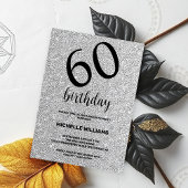 Invitation Parties scintillant d'argent Calligraphie noire An