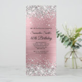 Invitation Parties scintillant d'argent Clair Pink Foil 40e a (Debout devant)