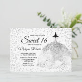 Invitation Parties scintillant d'argent Confetti Robe douce 1 (Debout devant)