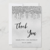 Invitation Parties scintillant d'argent d'anniversaire goutte (Devant)