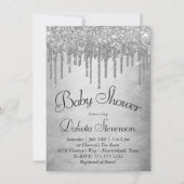 Invitation Parties scintillant d'argent de dépôt | Douche à é (Devant)