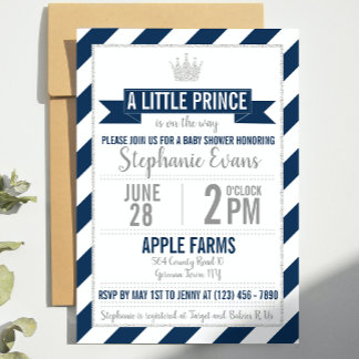 Invitation Parties scintillant d'argent de la Marine Baby sho