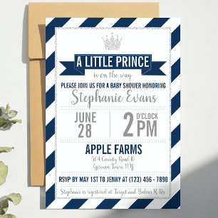 Invitation Parties scintillant d'argent de la Marine Baby sho