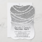 Invitation Parties scintillant D'Argent De Vacances Étincelle (Devant)