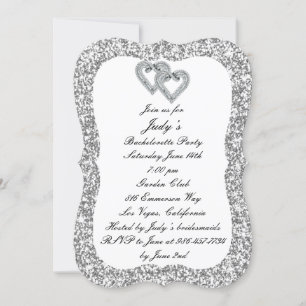 Invitation Parties scintillant d'argent Diamond Hearts Bachel