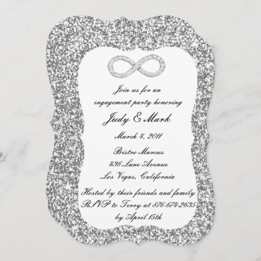 Invitation Parties scintillant d'argent Diamond Infinity (Devant / Derrière)