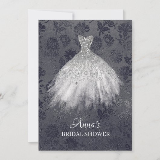 Invitation *~* Parties scintillant d'argent Douche nuptiale p (Devant)