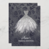 Invitation *~* Parties scintillant d'argent Douche nuptiale p (Devant / Derrière)