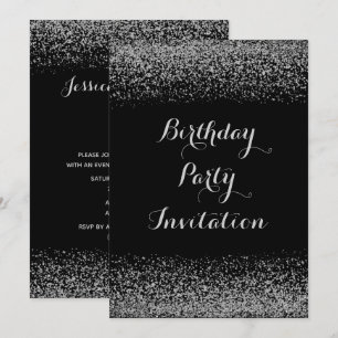 Invitation Parties scintillant d'argent élégant Anniversaire