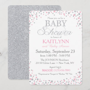 Invitation Parties scintillant d'argent et Baby shower d'arro