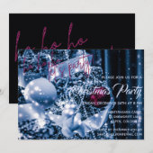 Invitation Parties scintillant d'argent et magenta Bauble Noë (Devant / Derrière)