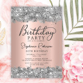 Invitation Parties scintillant d'argent et Rose Gold Foil 30e