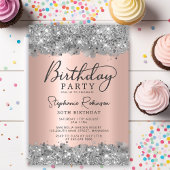 Invitation Parties scintillant d'argent et Rose Gold Foil 30e