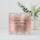 Invitation Parties scintillant d'argent et Rose Gold Foil 40e (Debout devant)