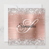Invitation Parties scintillant d'argent et Rose Gold Foil 40e (Dos)