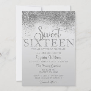 Invitation Parties scintillant d'argent étincelle douce 16 An