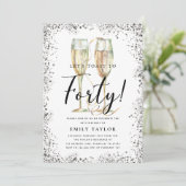 Invitation Parties scintillant d'argent fête de 40e anniversa (Debout devant)