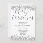 Invitation Parties scintillant d'argent Fête de Noël d'entrep (Devant)