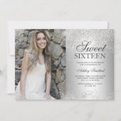 Invitation Parties scintillant d'argent feuille métallique ph (Devant)