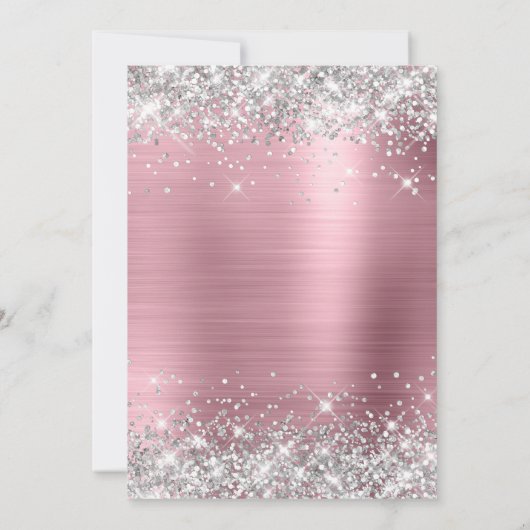 Invitation Parties scintillant d'argent Fille rose Phuile 40e (Dos)