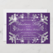Invitation Parties scintillant d'argent Flocon de neige Xmas  (Devant)