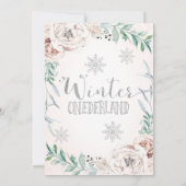 Invitation Parties scintillant d'argent floral Hiver Onederla (Dos)