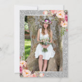 Invitation Parties scintillant d'argent Floral Photo Graduati (Dos)